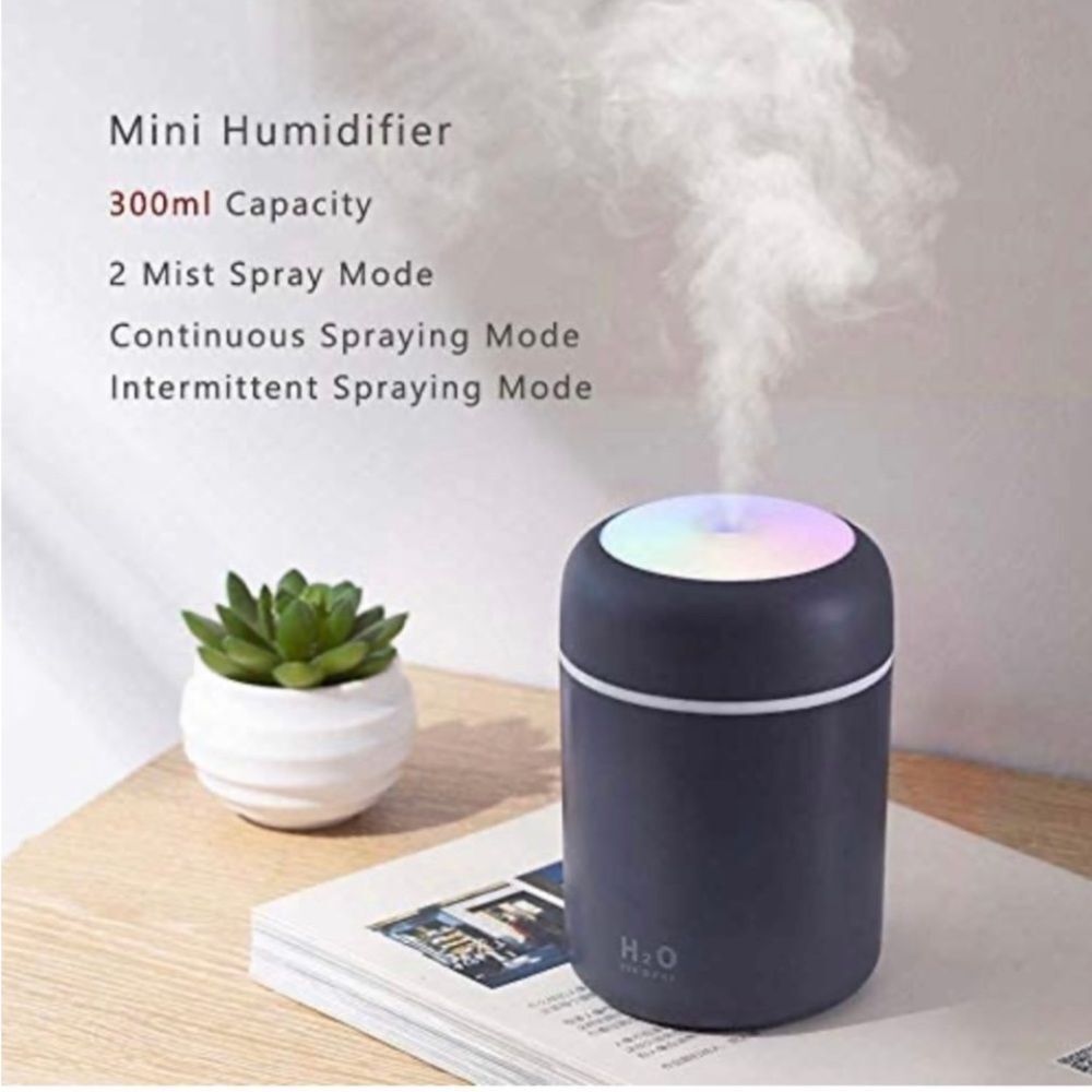 ICON MINI HUMIDIFIER HYDRATES AIR ADJUSTABLE MIST AUTO SHUT OFF 2LED MODES NWT